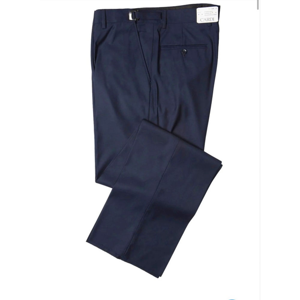 Navy Tuxedo Suit Pants Cardi International 36 37 38 Adjustable Wasit